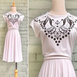 Vintage 70s White Midi Dress